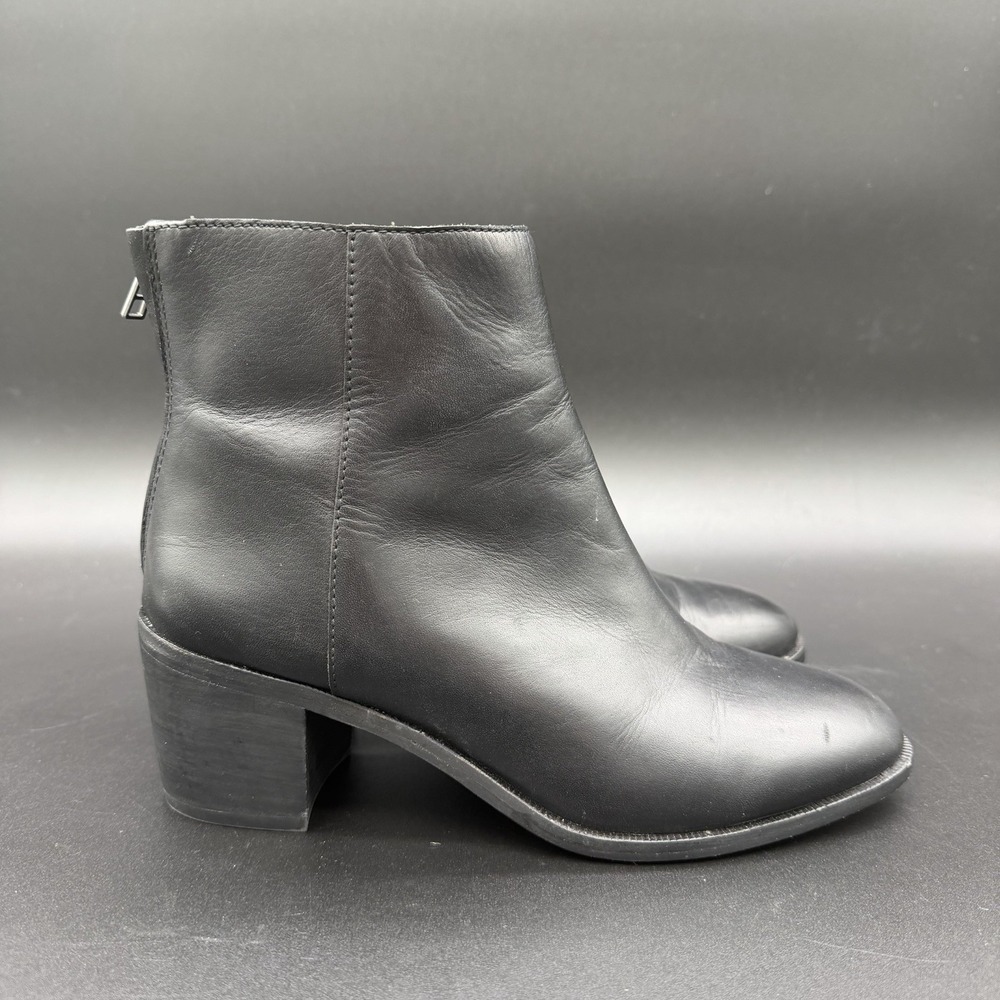 MADEWELL THE PAULINE Women's Size 7 BACK-ZIP BOOT IN BLACK LEATHER